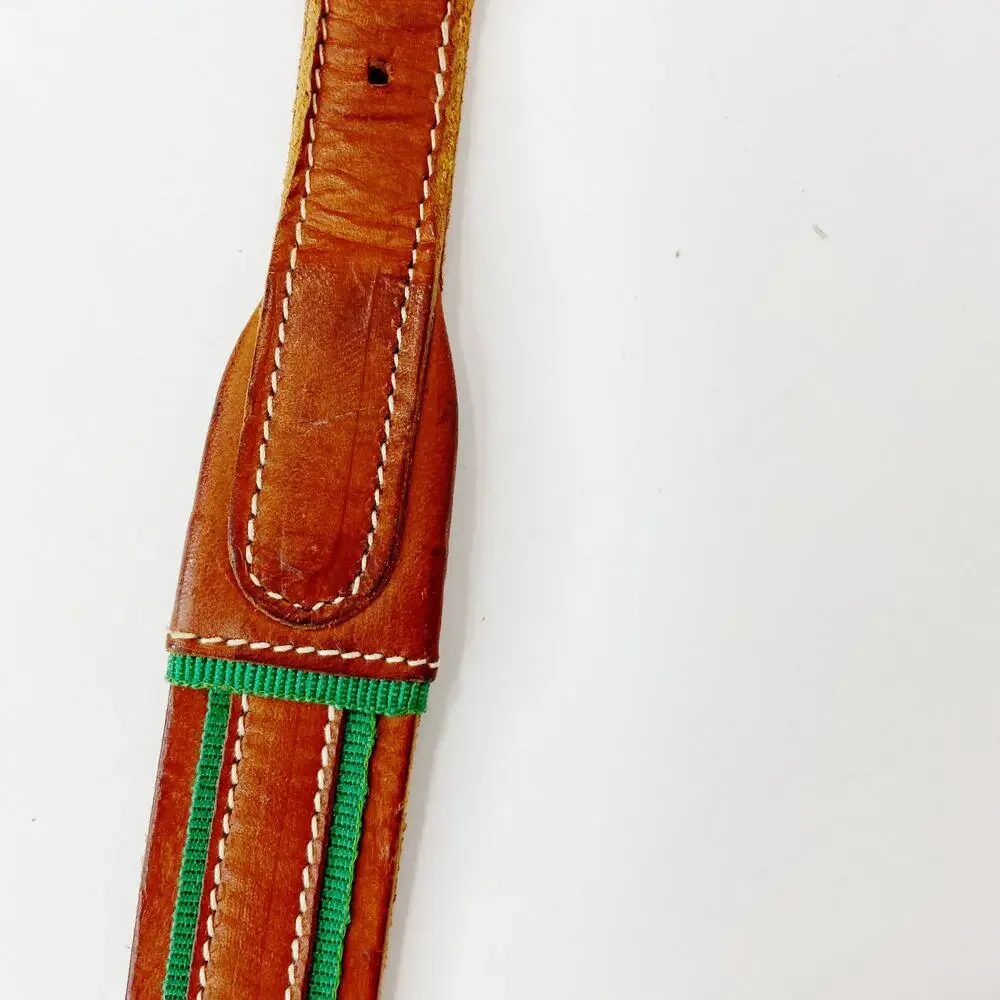 Italian Leather Belt With Green Accents Size Large